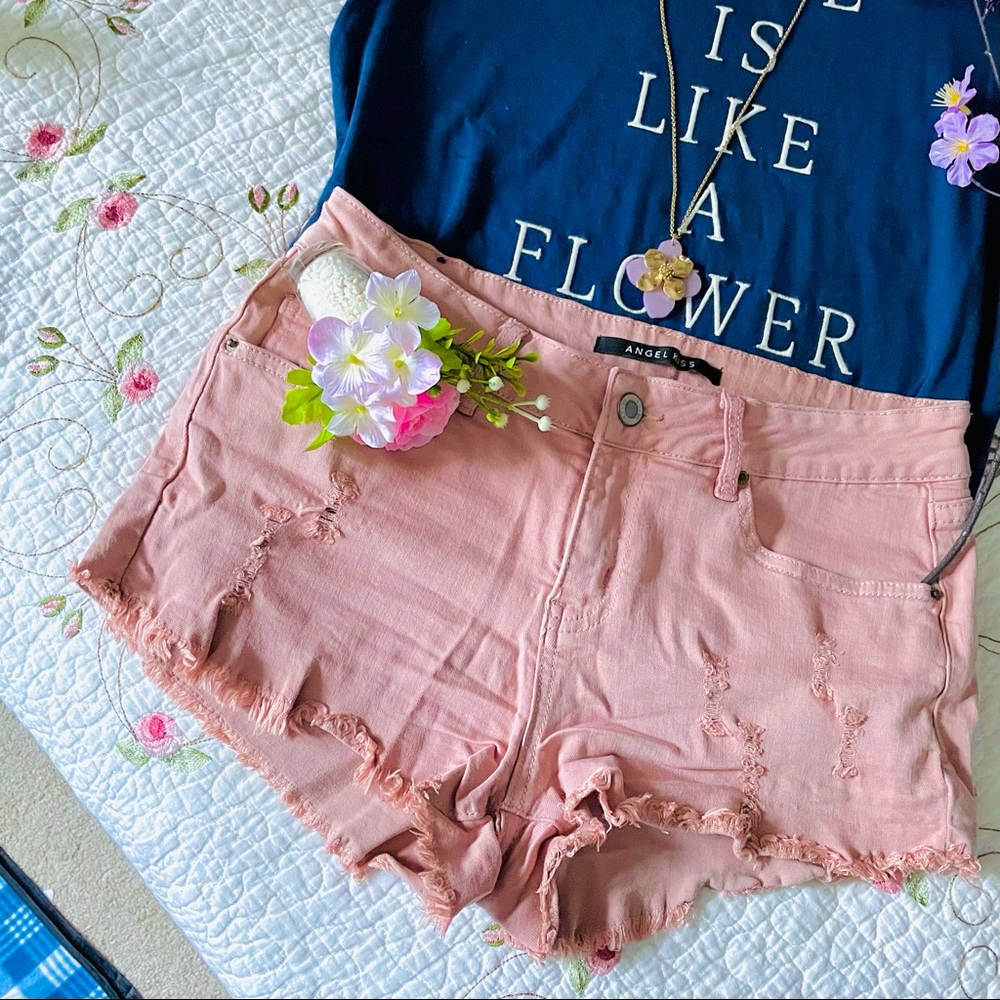Pink Ripped Shorts